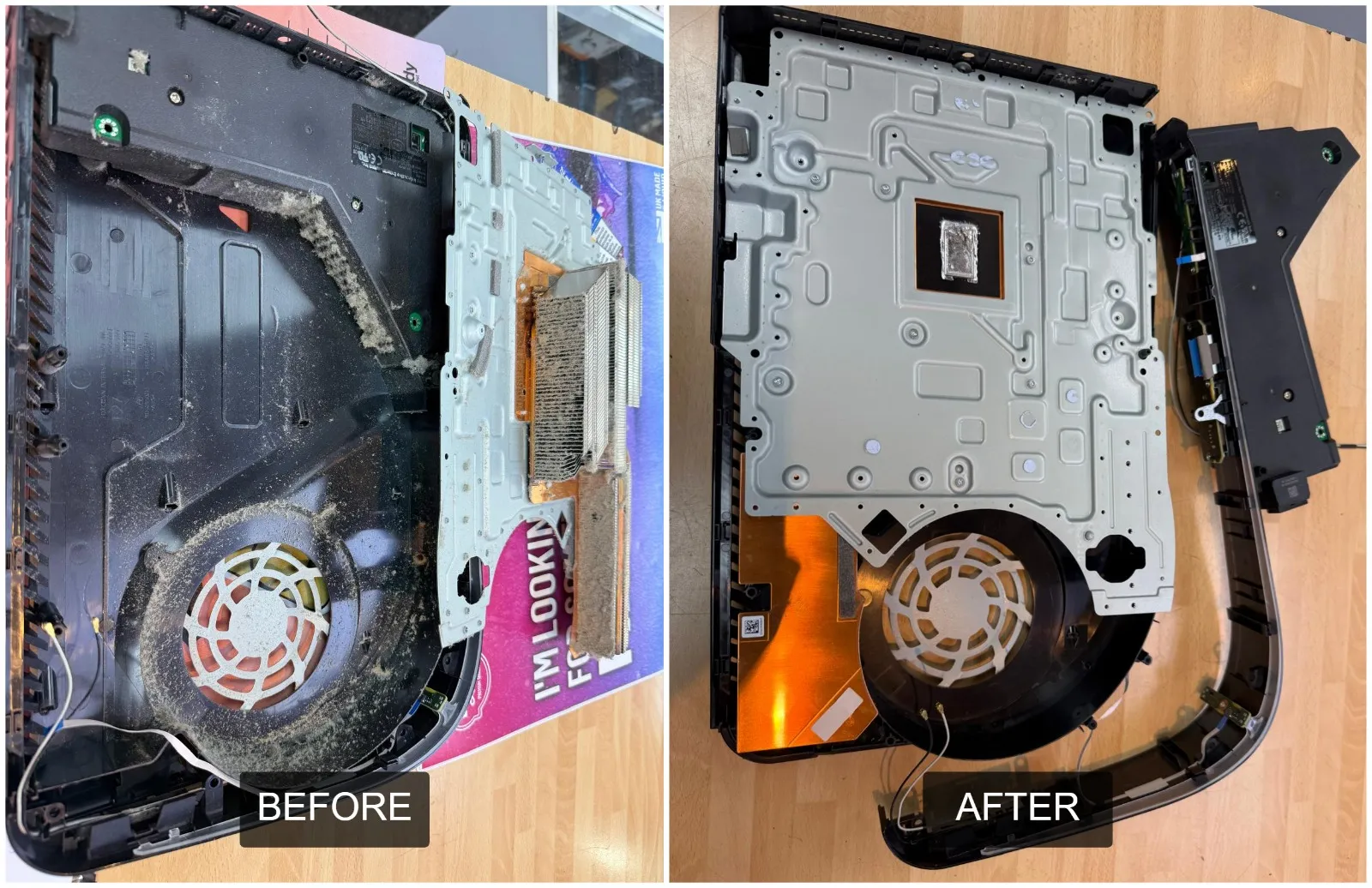 PlayStation 5 deep clean: before and after repair at Tech Geek Feltham